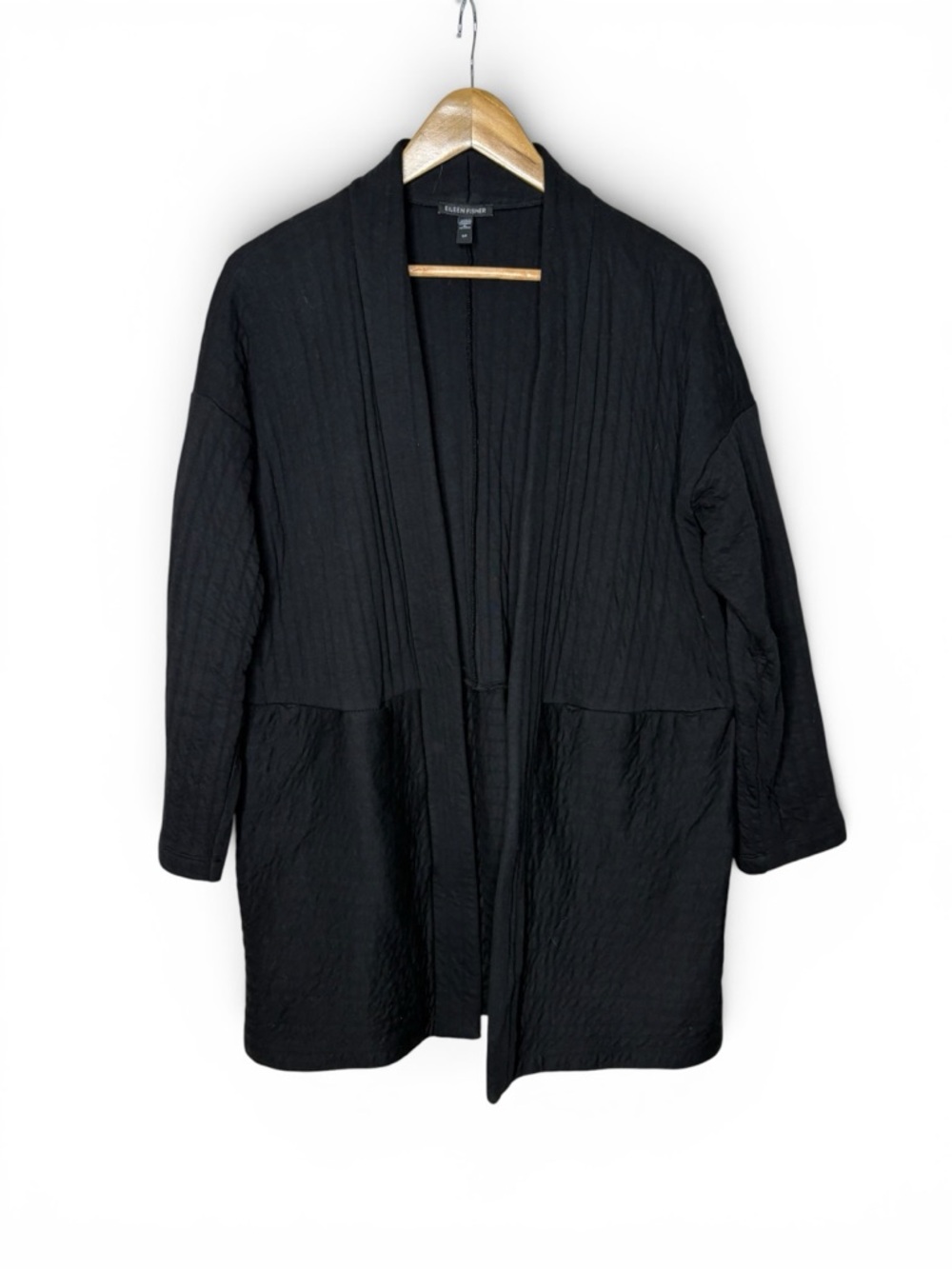 Eileen Fisher Organic Cotton Channels High Collar Jacket in Black Size Small - Picture 5 of 10
